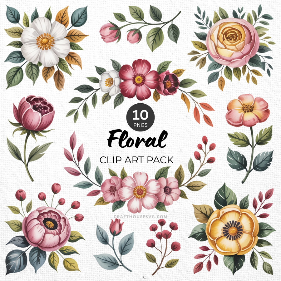 Floral Clipart Pack Sublimation Bundle PNG - Craft House SVG