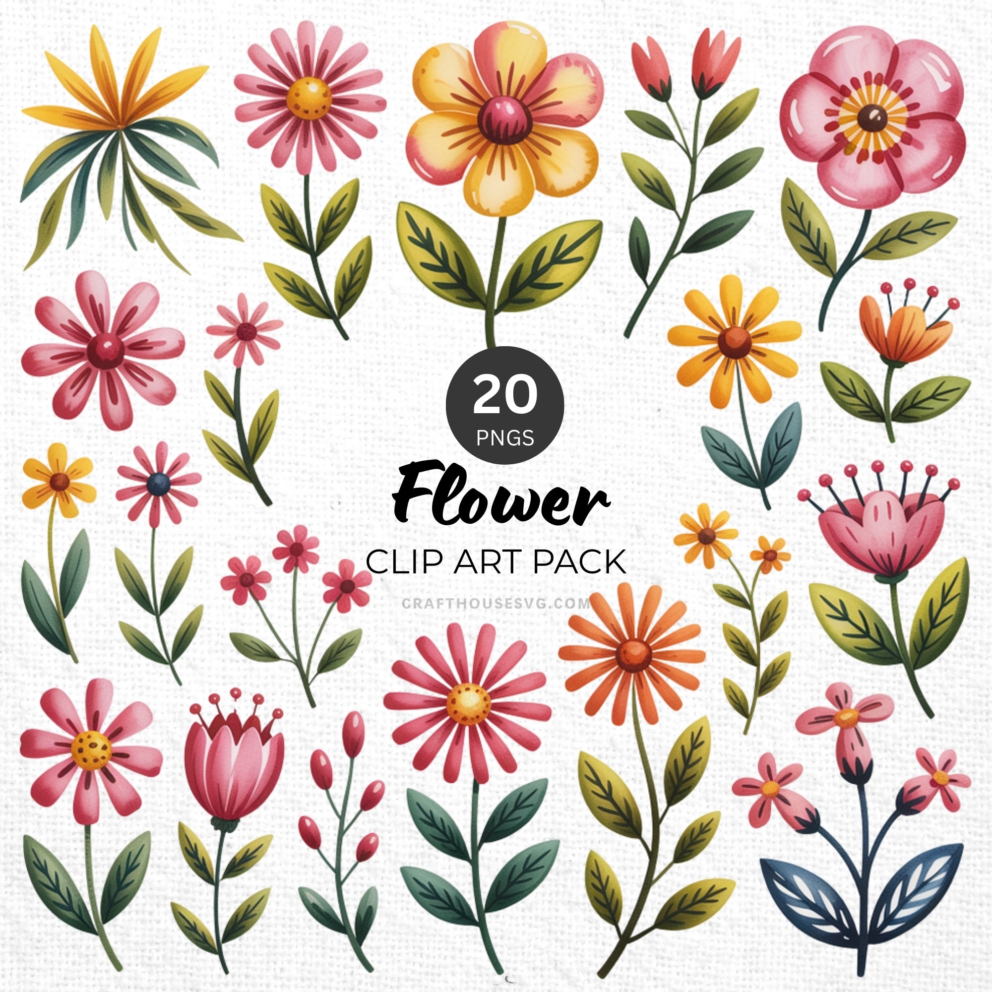 Flower Clipart Pack Sublimation Bundle PNG - Craft House SVG