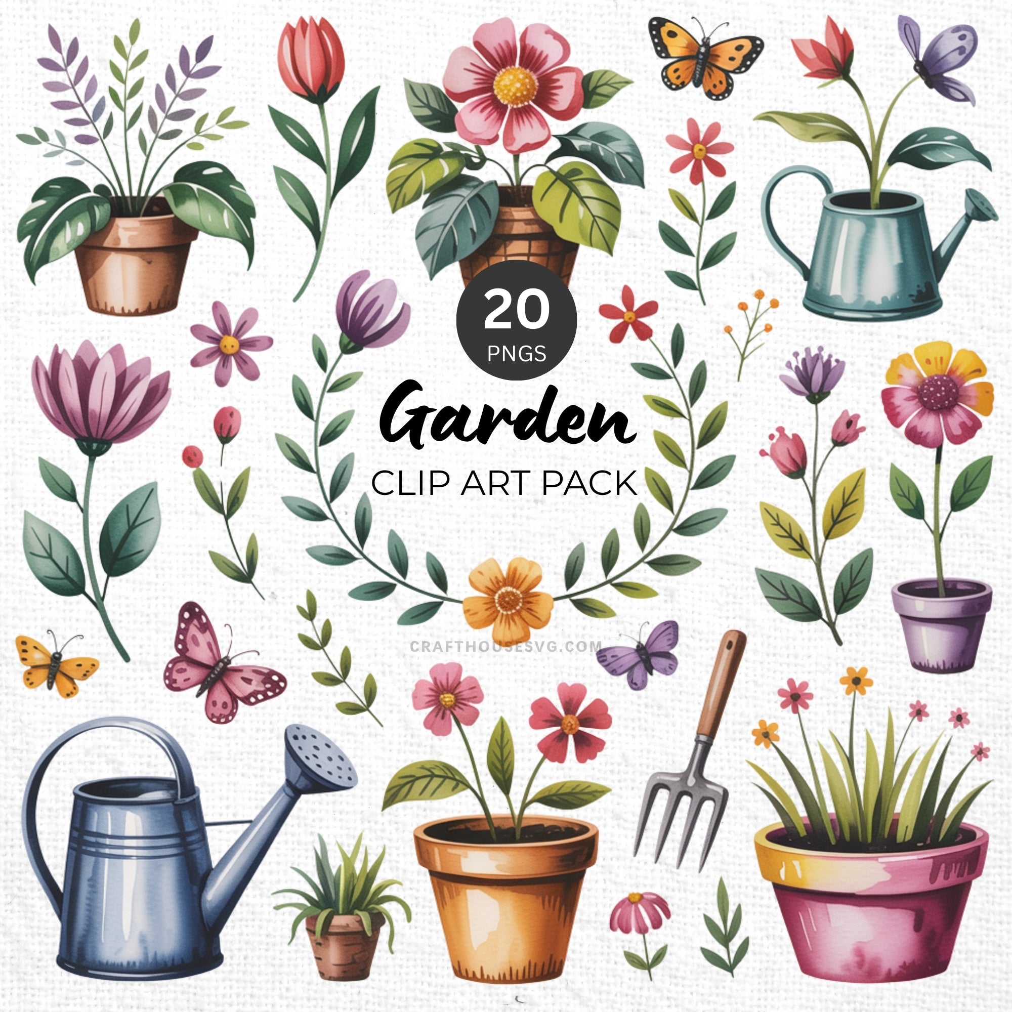 Garden Clipart Pack Sublimation Bundle PNG - Craft House SVG
