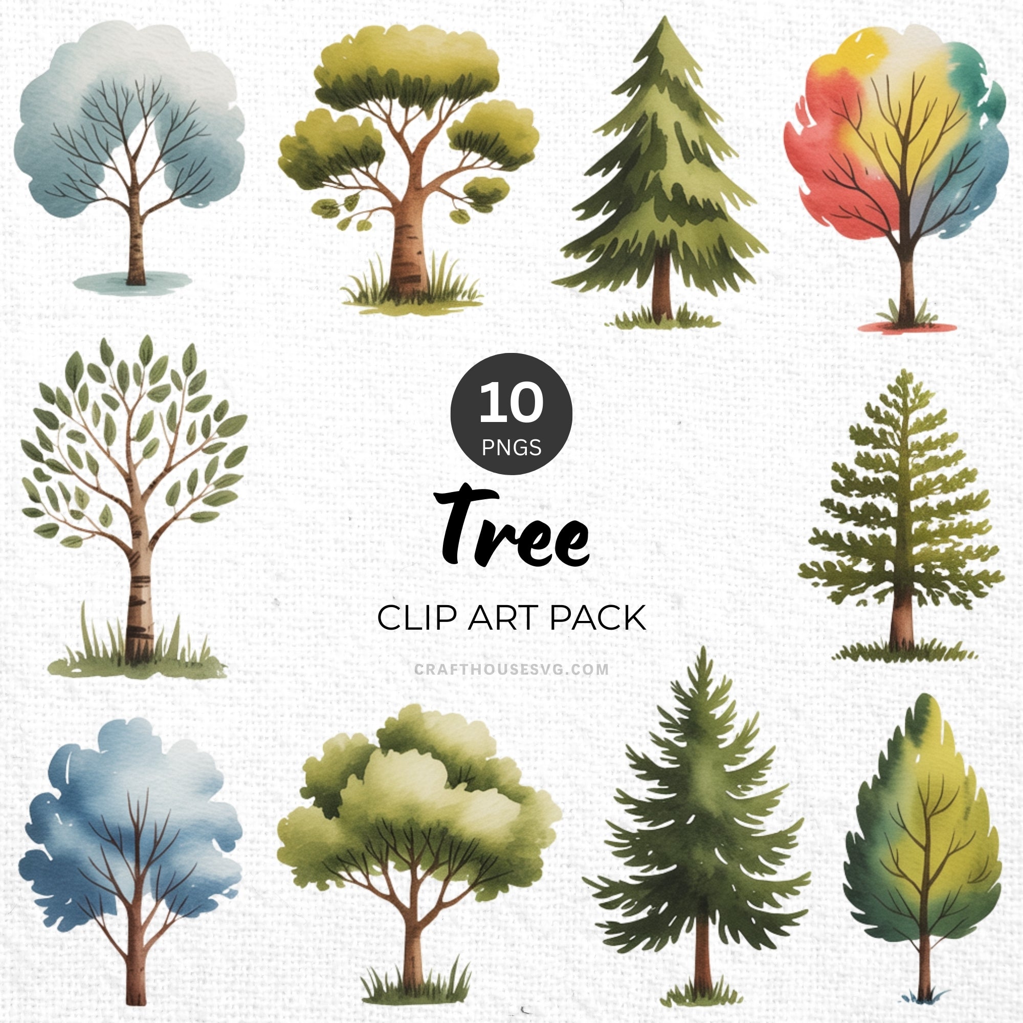 Tree Clipart Pack Sublimation Bundle PNG - Craft House SVG