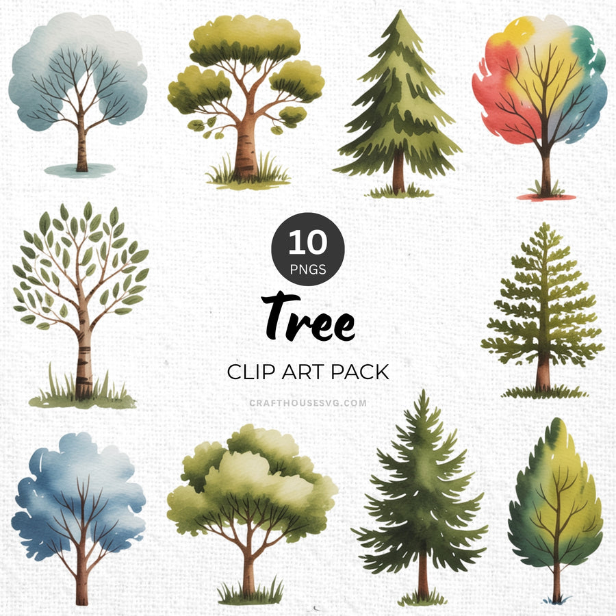 Tree Clipart Pack Sublimation Bundle PNG - Craft House SVG