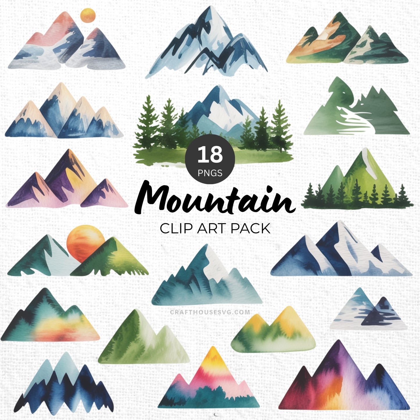 Mountain Clipart Pack Sublimation Bundle PNG