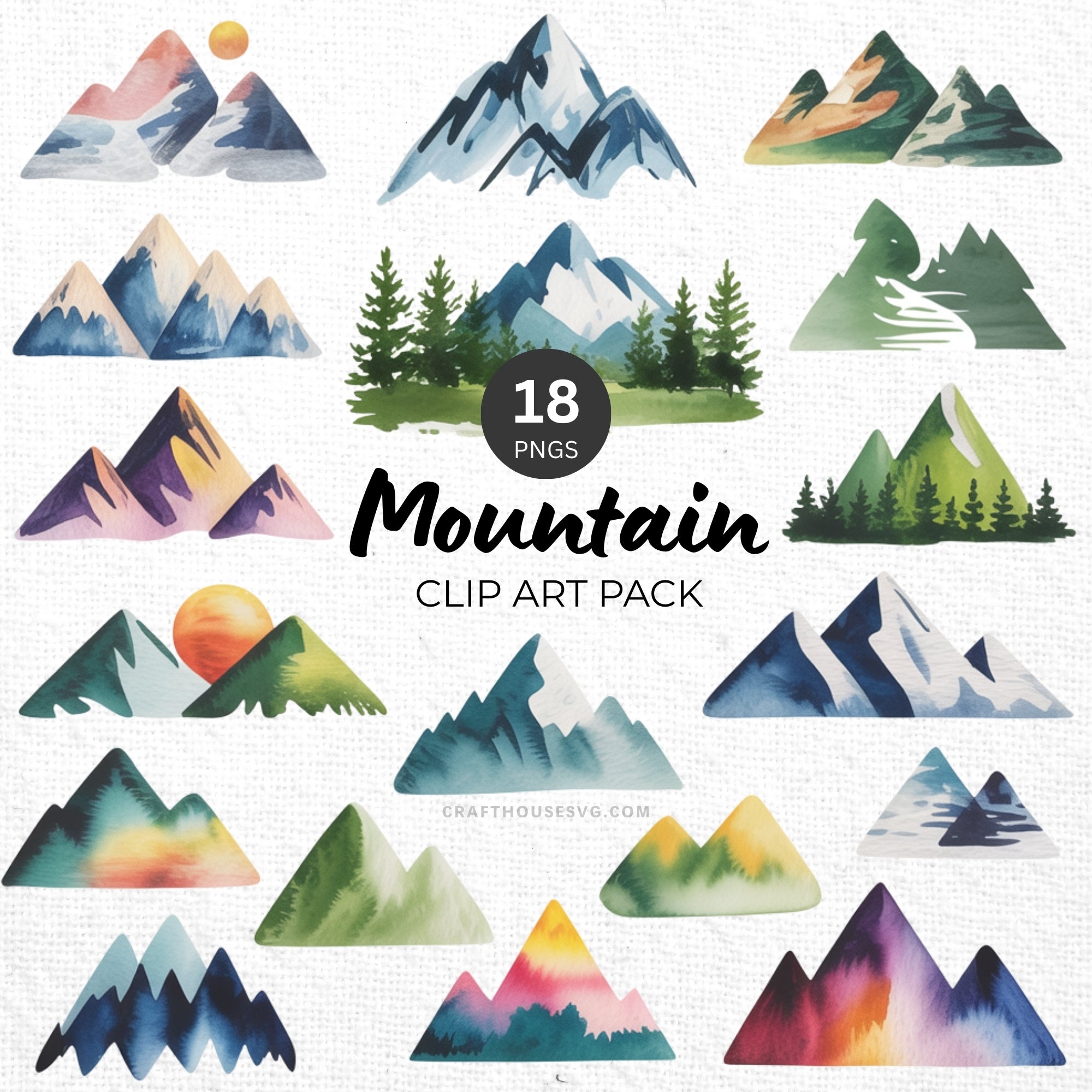 Mountain Clipart Pack Sublimation Bundle PNG - Craft House SVG