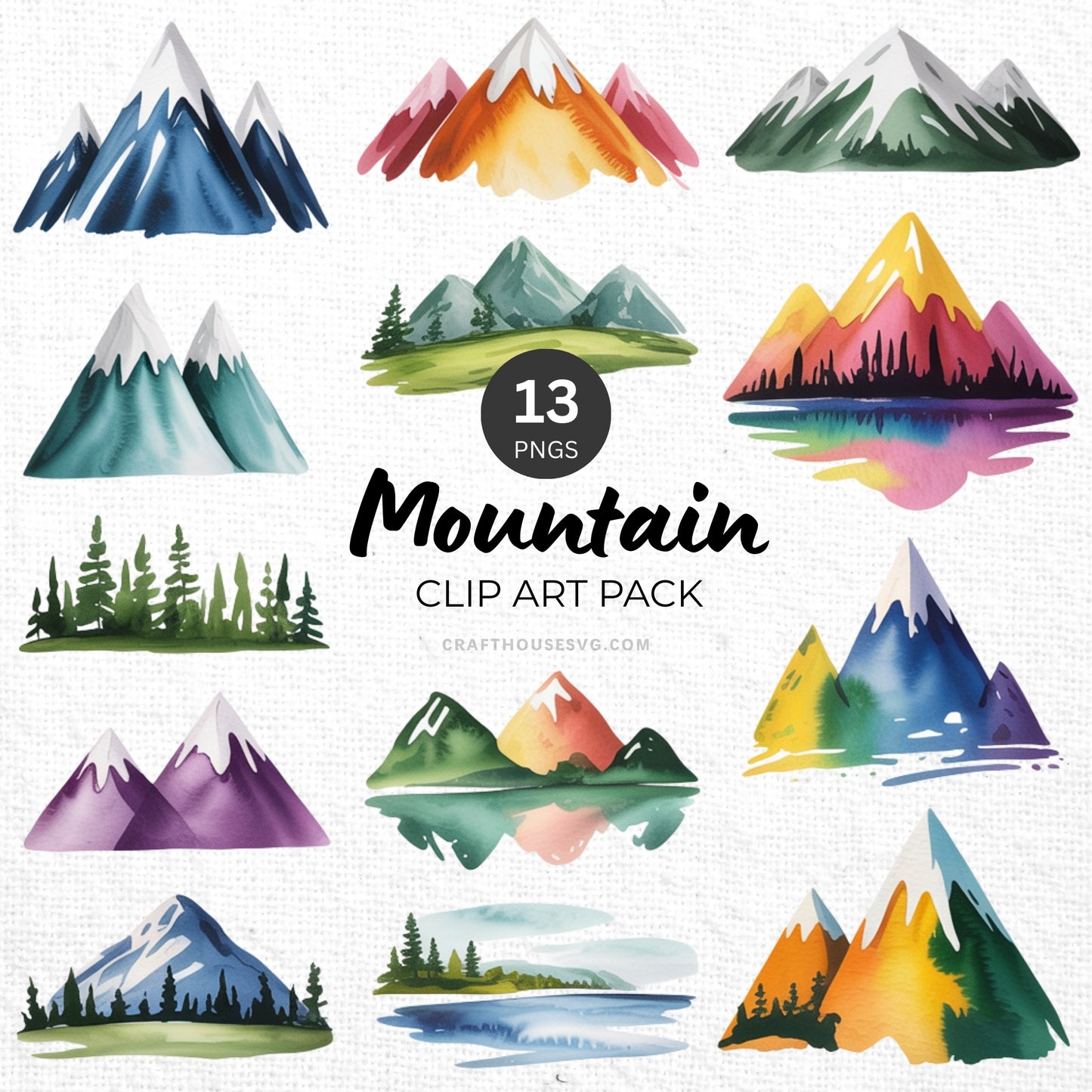 Mountain Clipart Pack Sublimation Bundle PNG