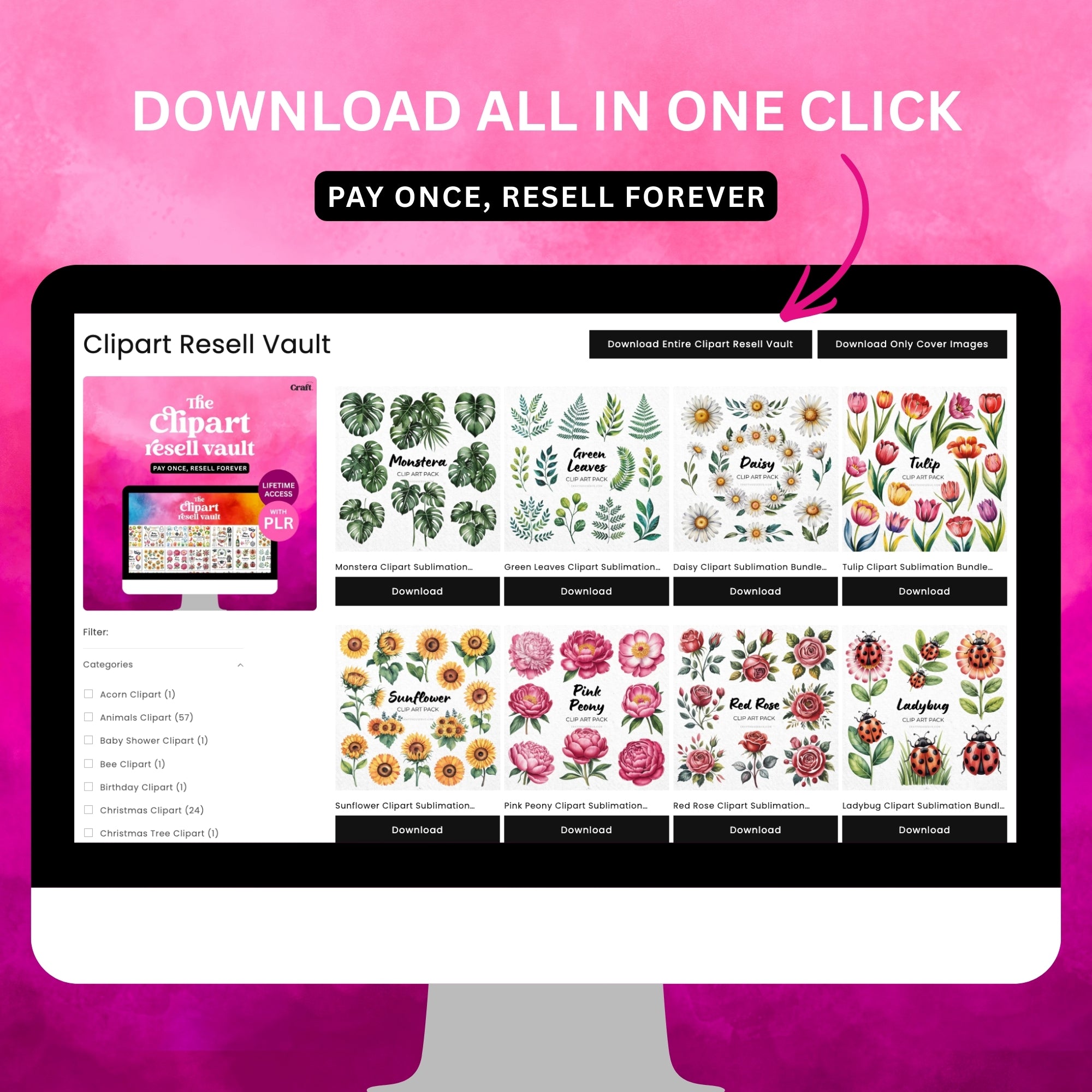The Clipart Resell Vault Lifetime Access - Craft House SVG