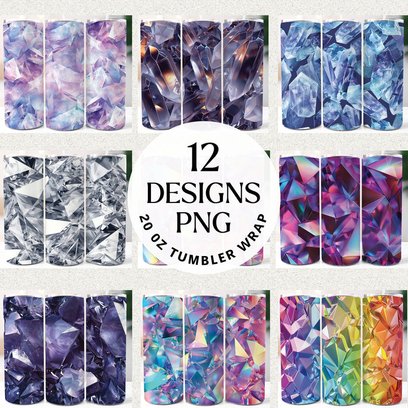 Crystal 20 oz Tumbler Wrap Sublimation PNG Bundle