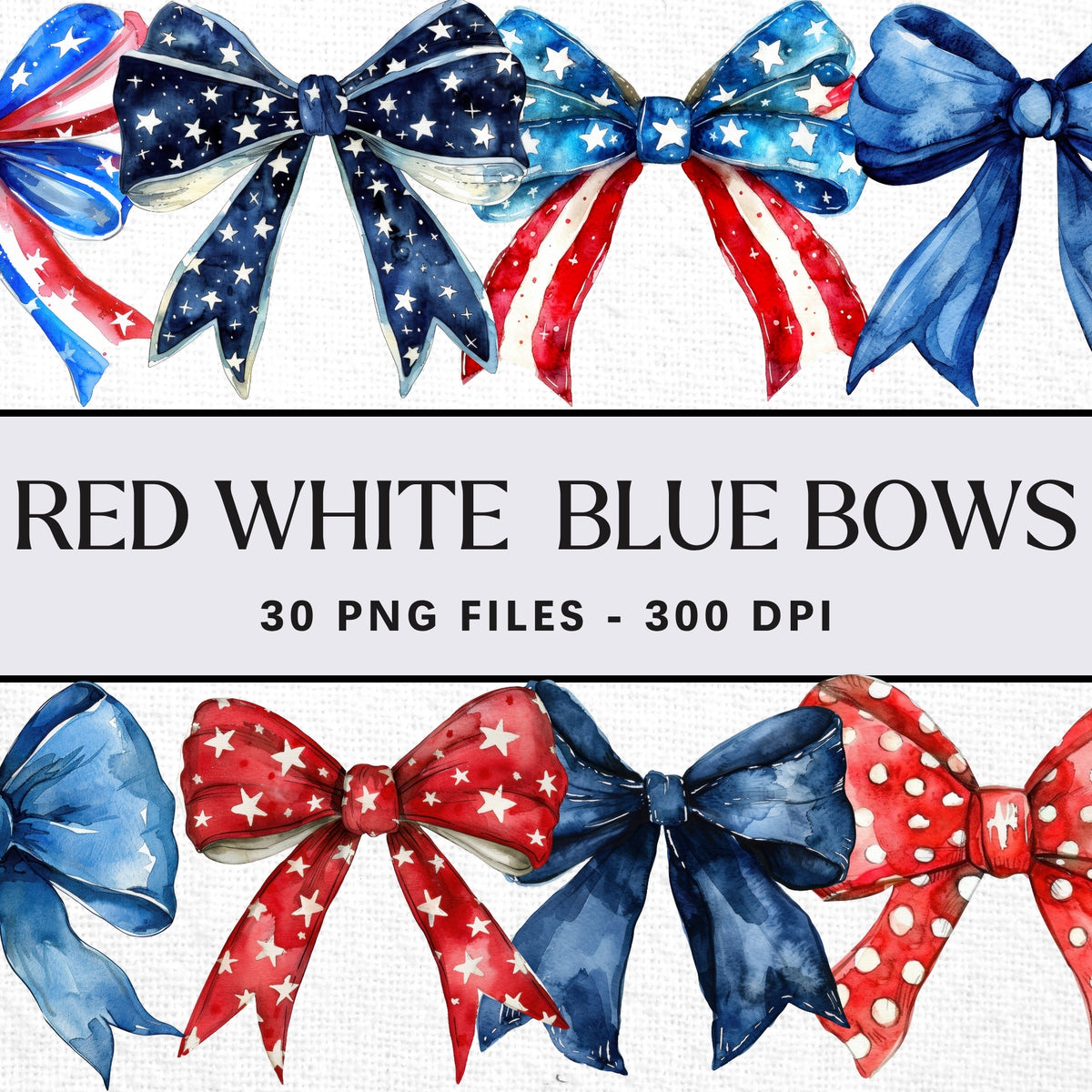 Red White Blue Bow Clipart Pack