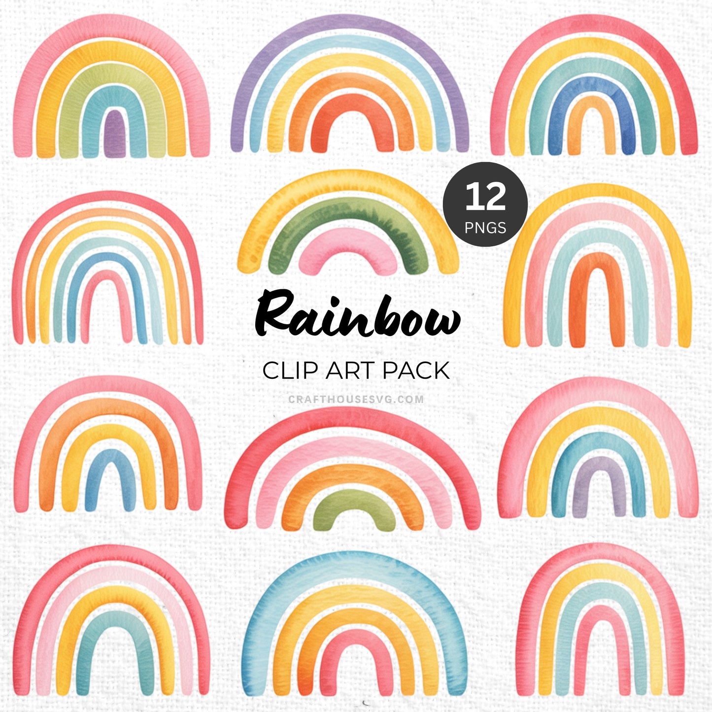 Rainbow Clipart Pack Sublimation Bundle PNG