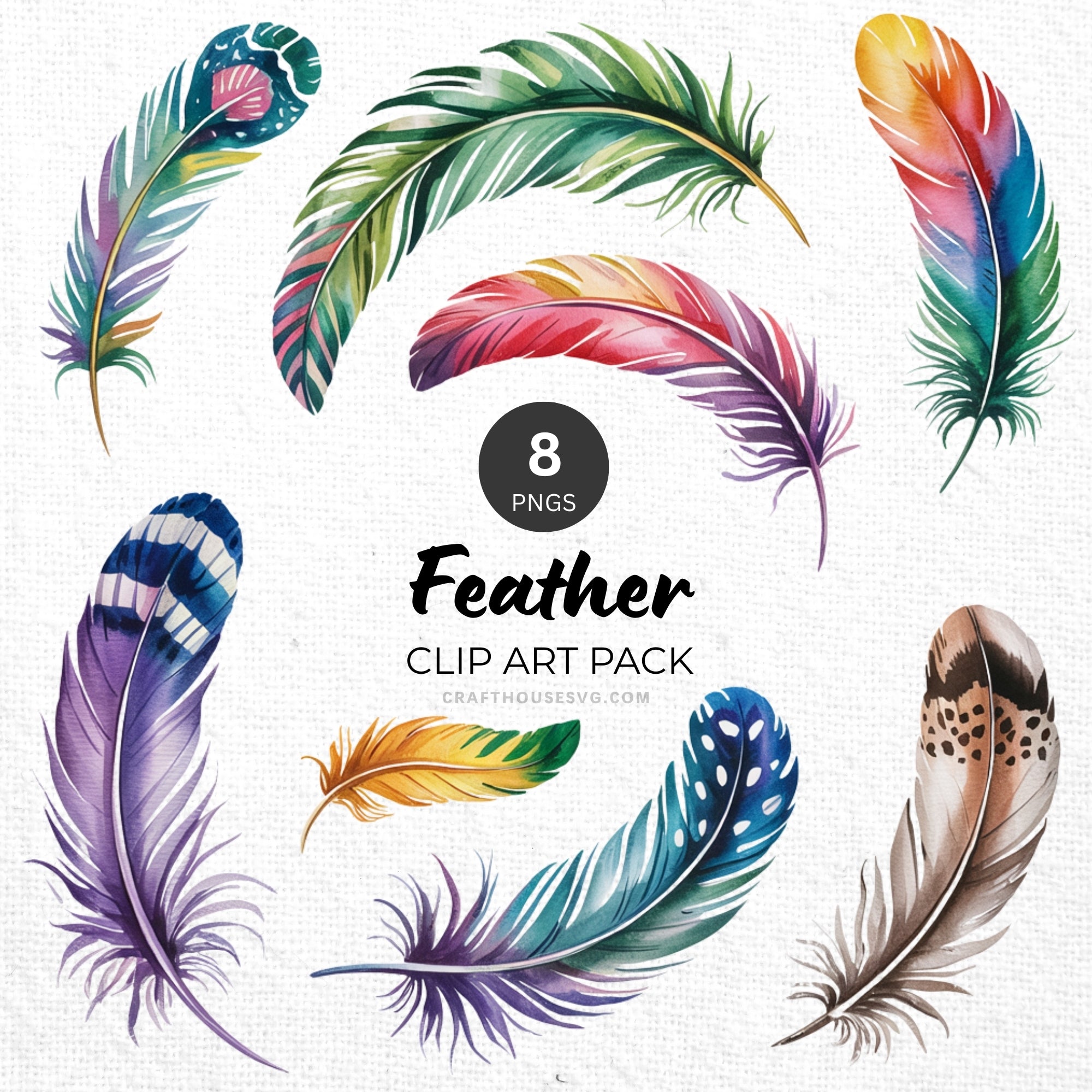 Feather Clipart Pack Sublimation Bundle PNG - Craft House SVG