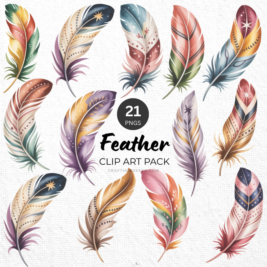 Feather Clipart Pack Sublimation Bundle PNG - Craft House SVG