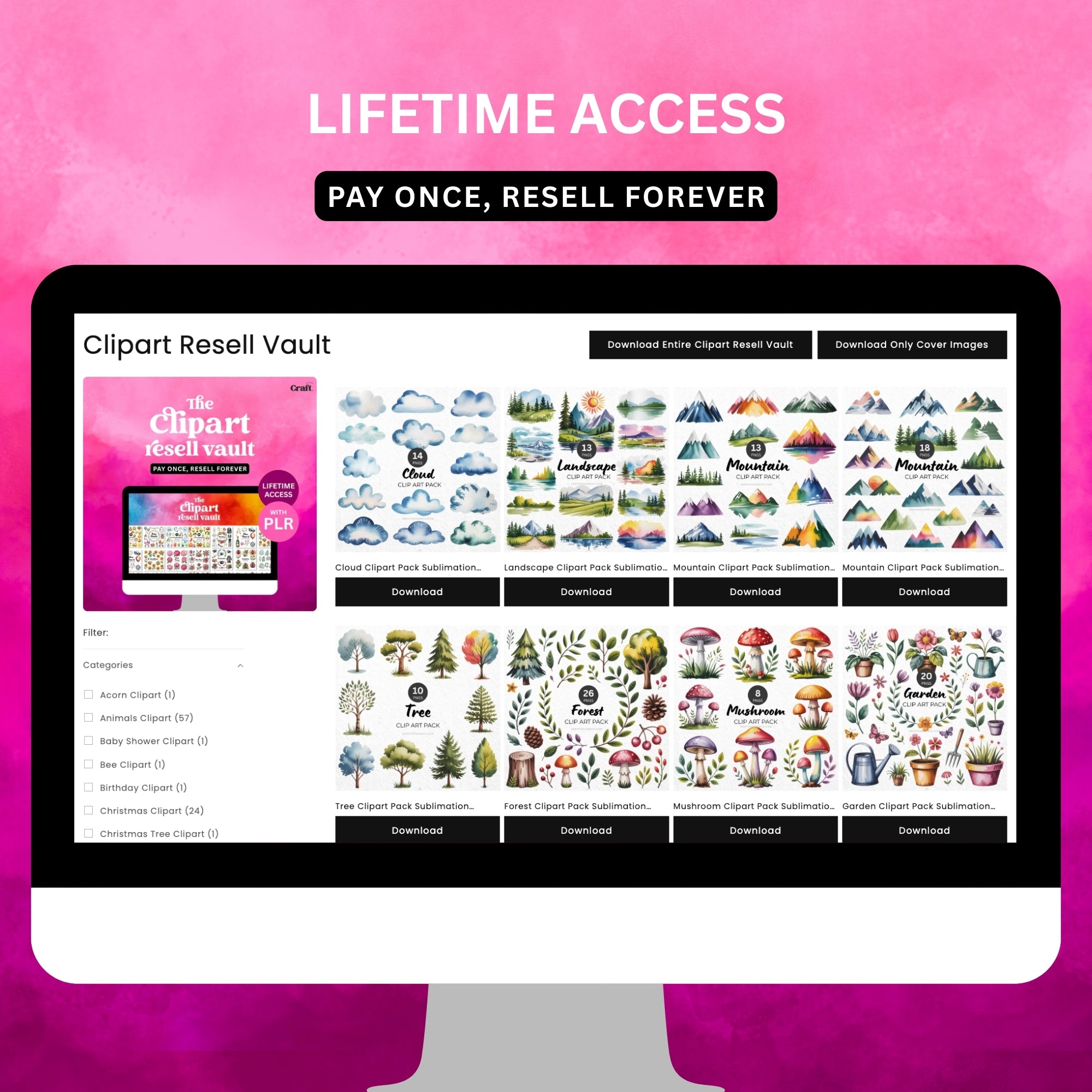 The Clipart Resell Vault Lifetime Access - Craft House SVG