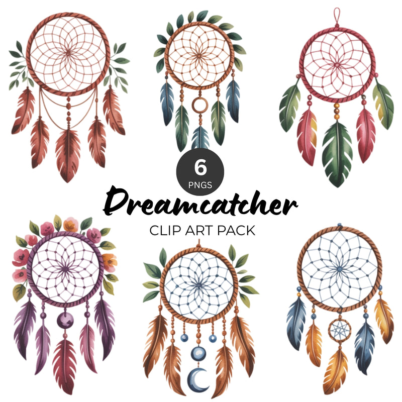 Dreamcatcher Clipart Pack – 6 PNG Designs