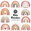 Boho Rainbow Clipart Pack Sublimation Bundle PNG - Craft House SVG