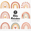 Boho Rainbow Clipart Pack Sublimation Bundle PNG - Craft House SVG