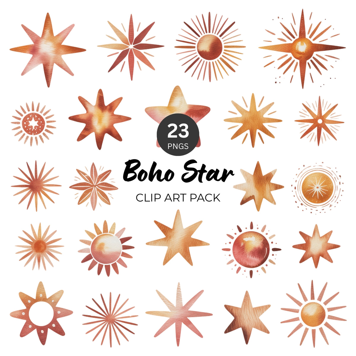 Boho Star Clipart Pack