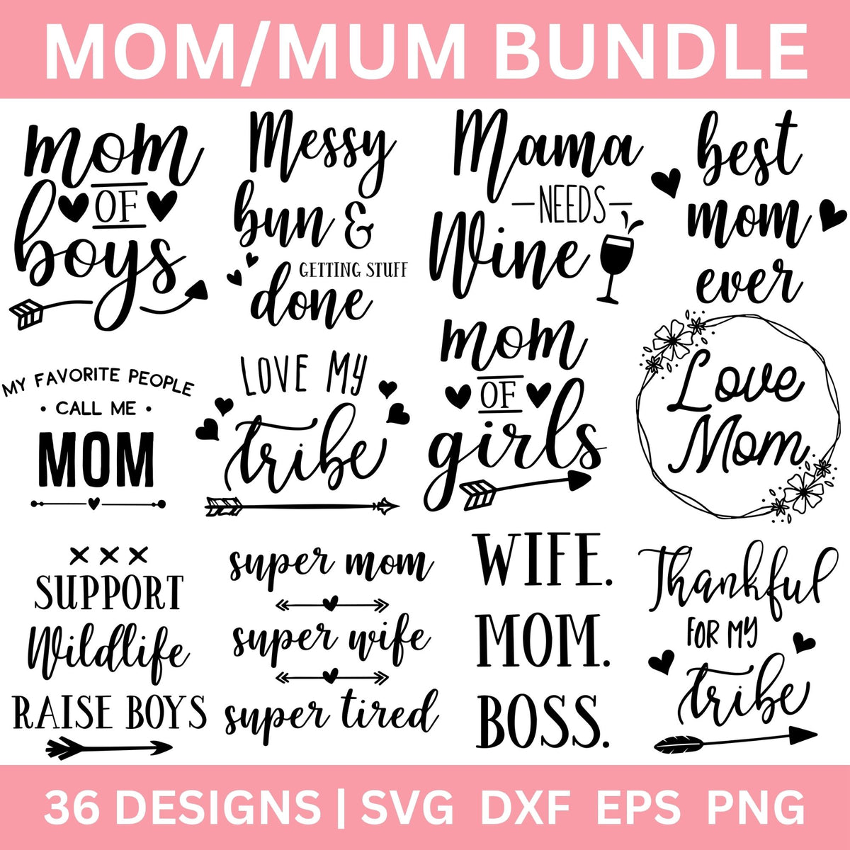 Mom Mum SVG Bundle