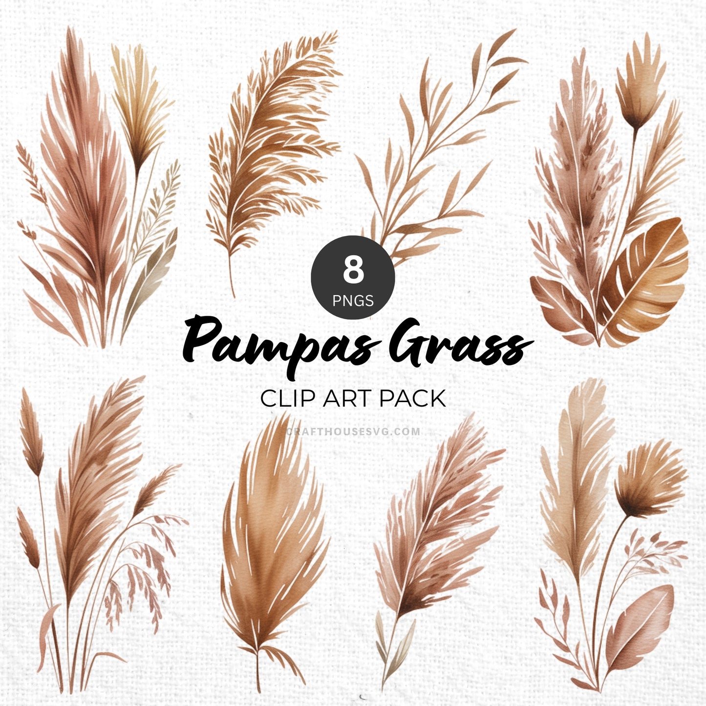 Pampas Grass Clipart Pack Sublimation Bundle PNG