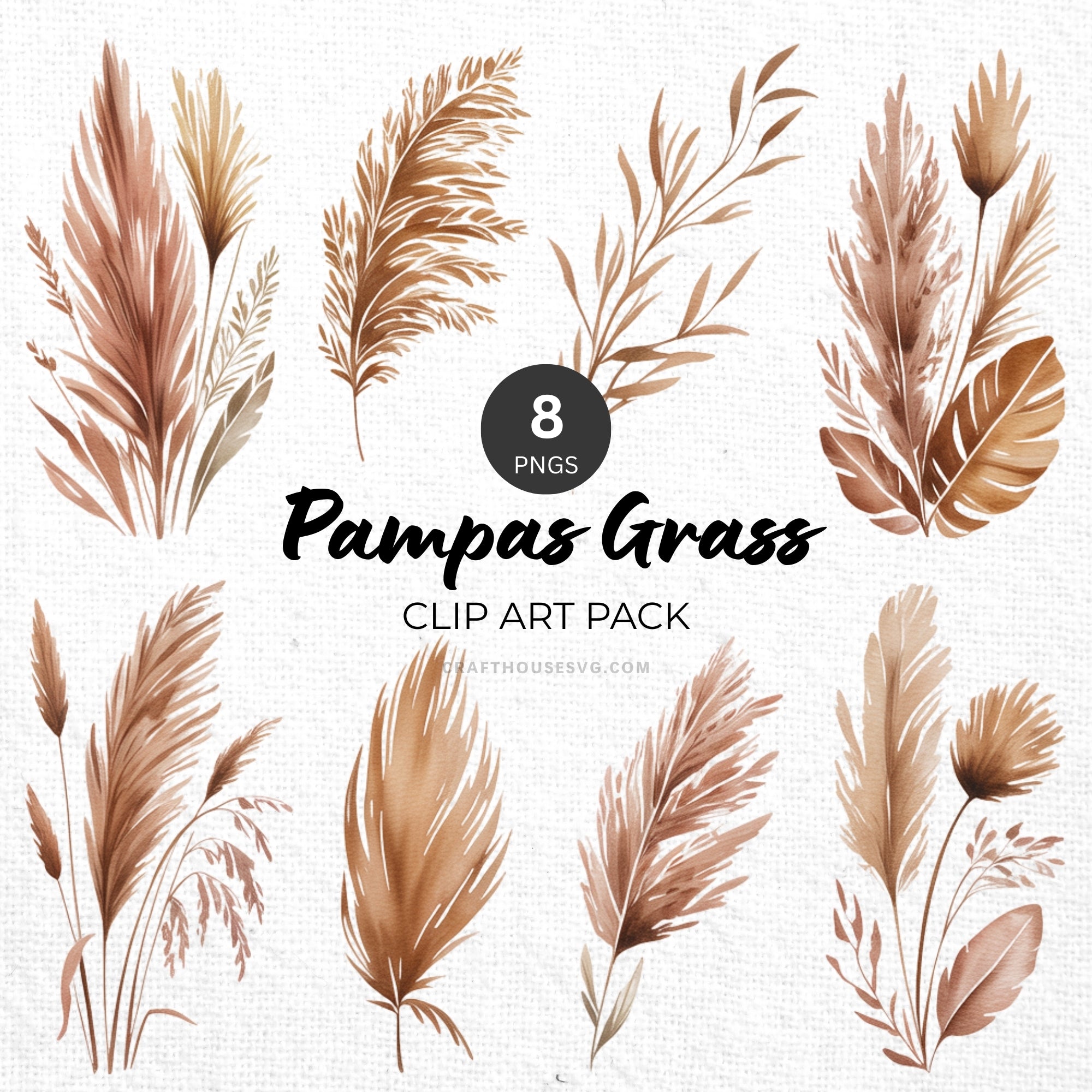 Pampas Grass Clipart Pack Sublimation Bundle PNG