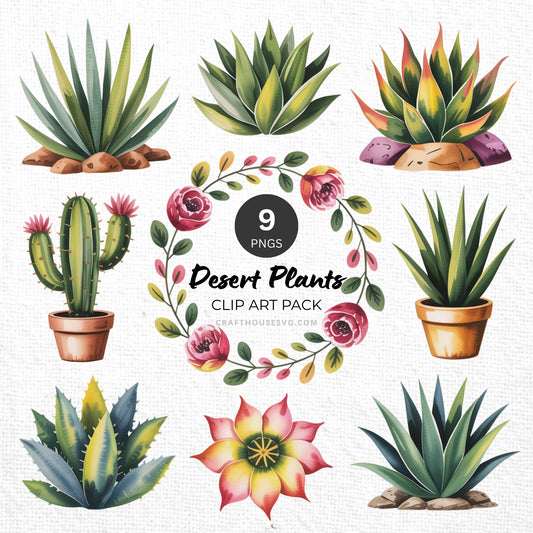 Desert Plant Clipart Pack Sublimation Bundle PNG