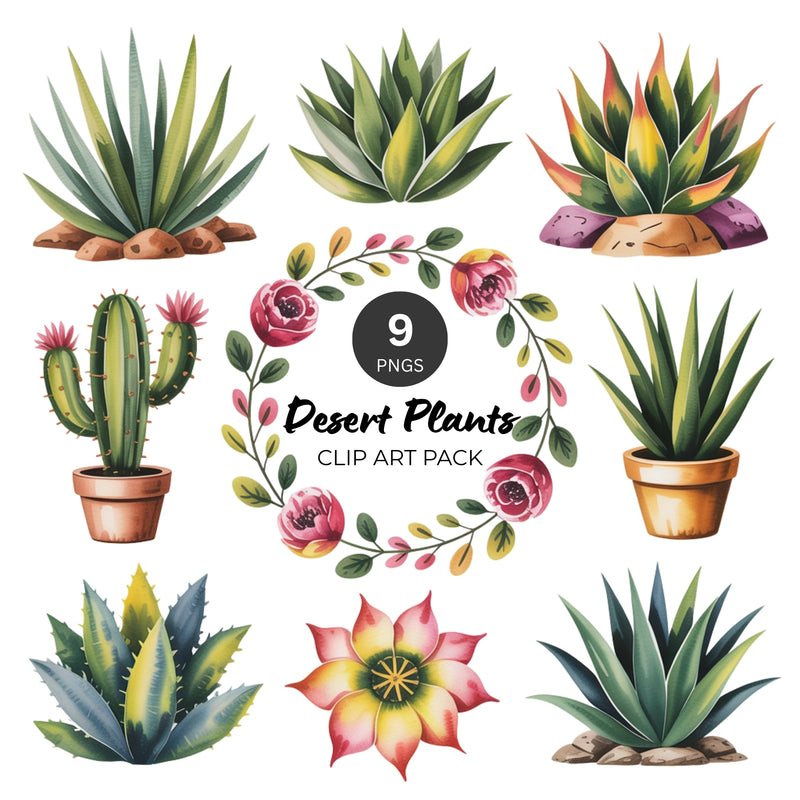 Desert Plants PNG Clipart Pack - Cactus & Succulents