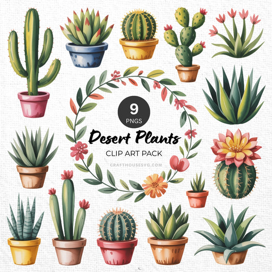 Desert Plant Clipart Pack Sublimation Bundle PNG