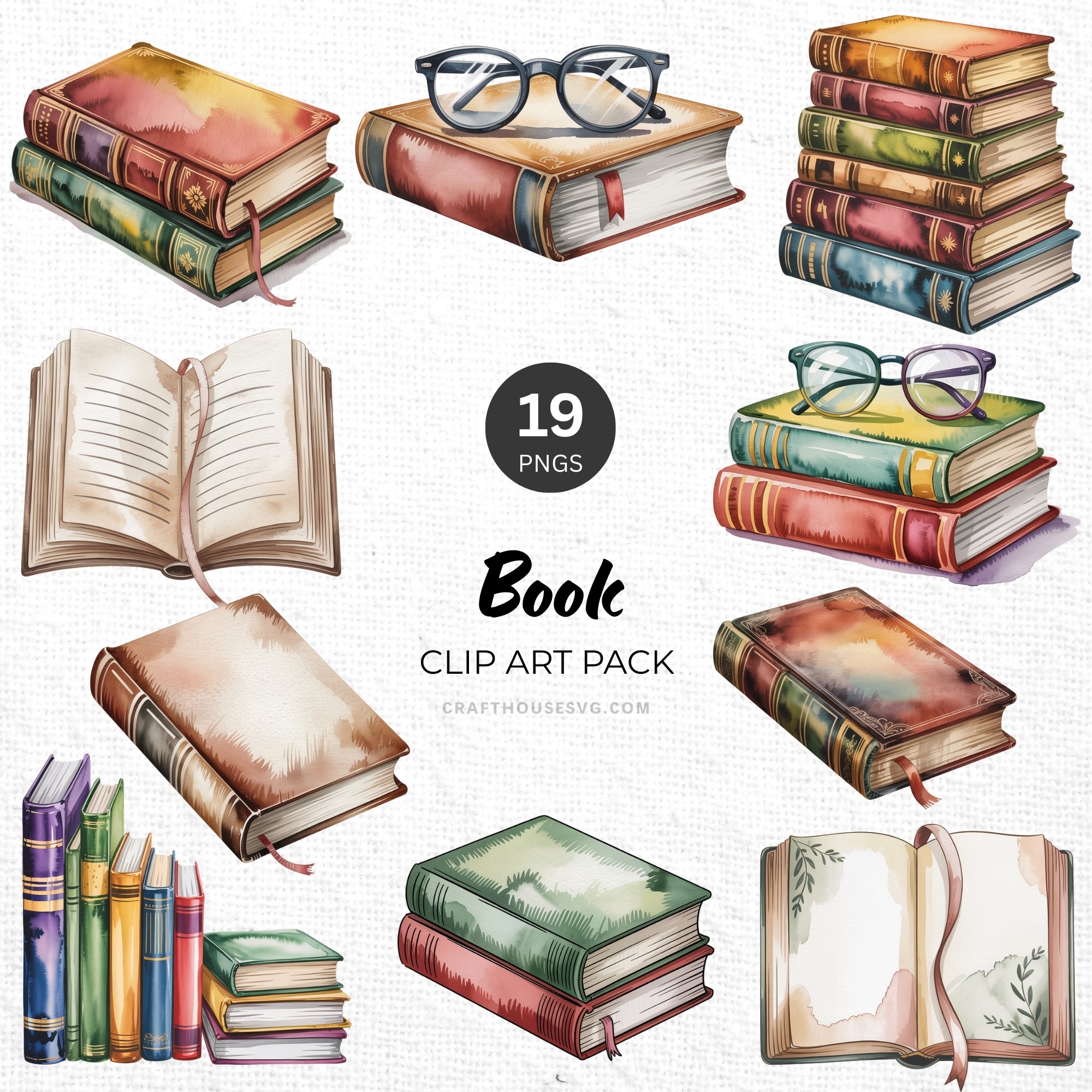 Book Clipart Pack Sublimation Bundle PNG