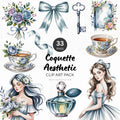 Blue Coquette Aesthetic Clipart Pack Sublimation Bundle PNG - Craft House SVG