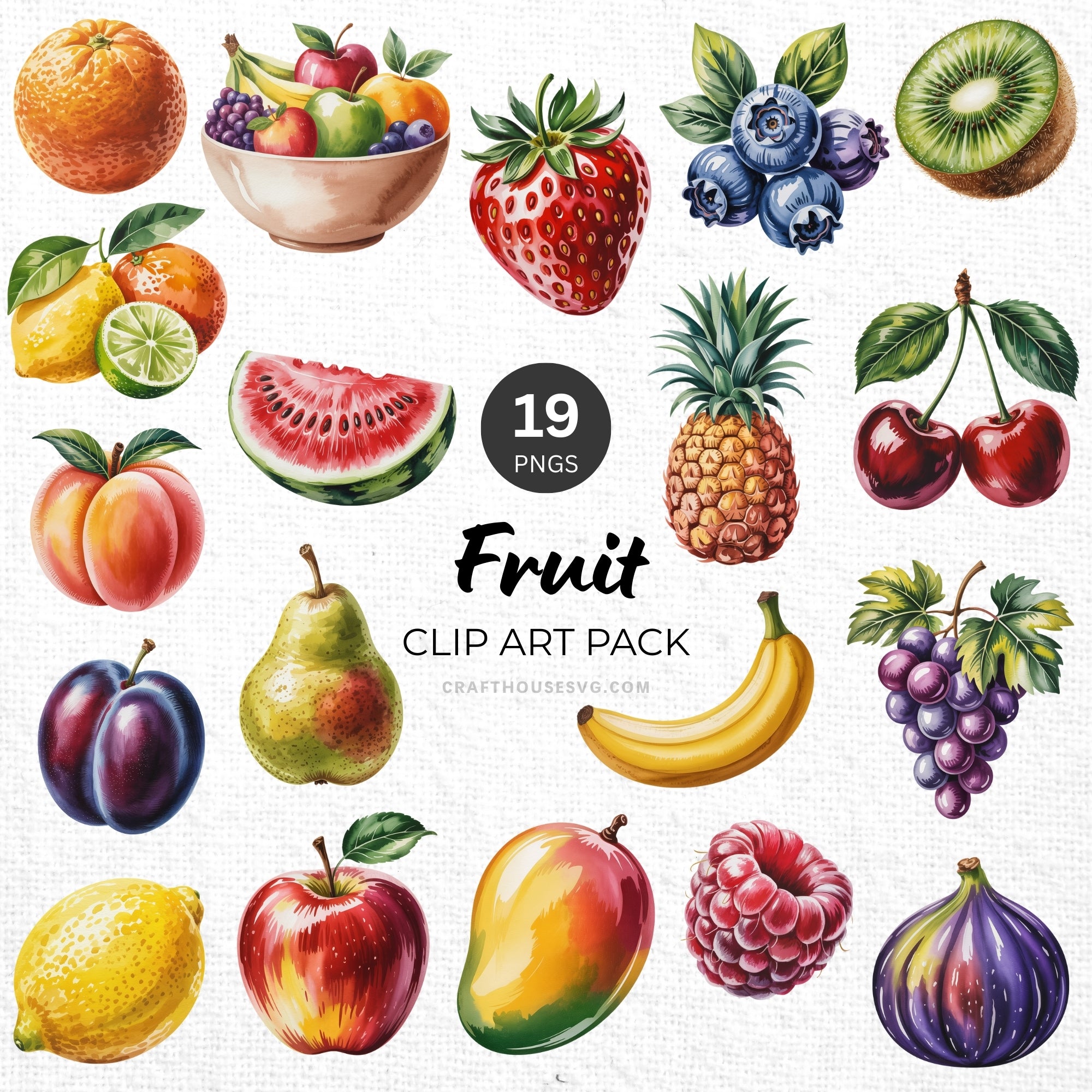 Fruit Clipart Pack Sublimation Bundle PNG - Craft House SVG