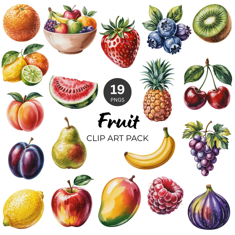 Watercolor Fruit PNG Clipart Pack