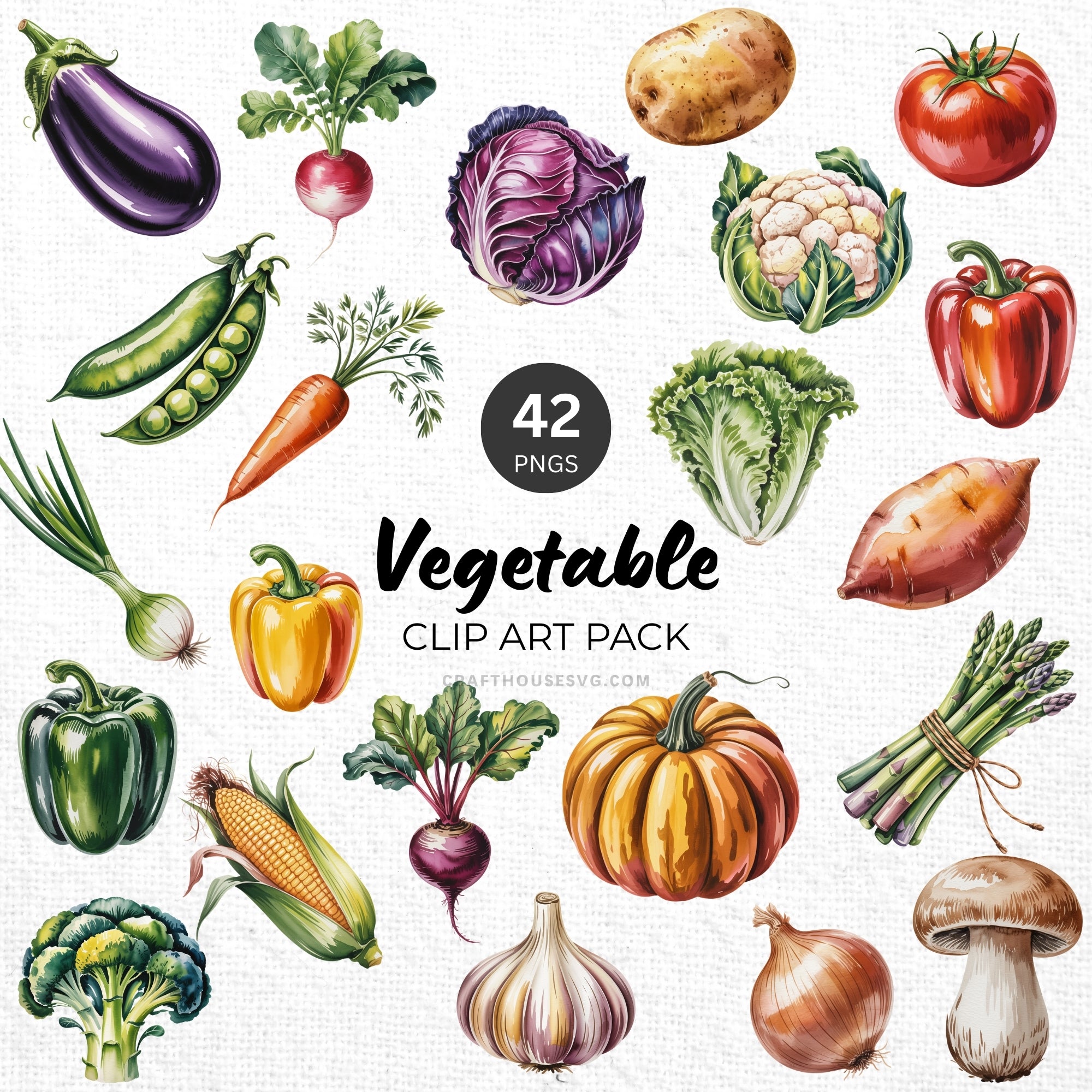 Vegetable Clipart Pack Sublimation Bundle PNG