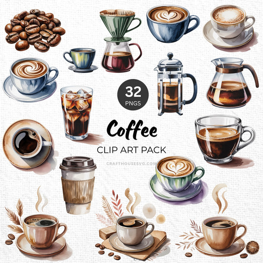 Coffee Clipart Pack Sublimation Bundle PNG