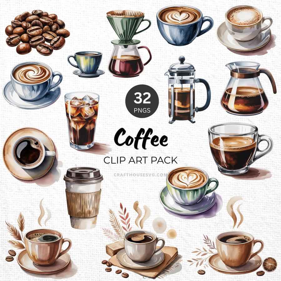 Coffee Clipart Pack Sublimation Bundle PNG - Craft House SVG