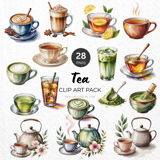 Tea Clipart Pack Sublimation Bundle PNG