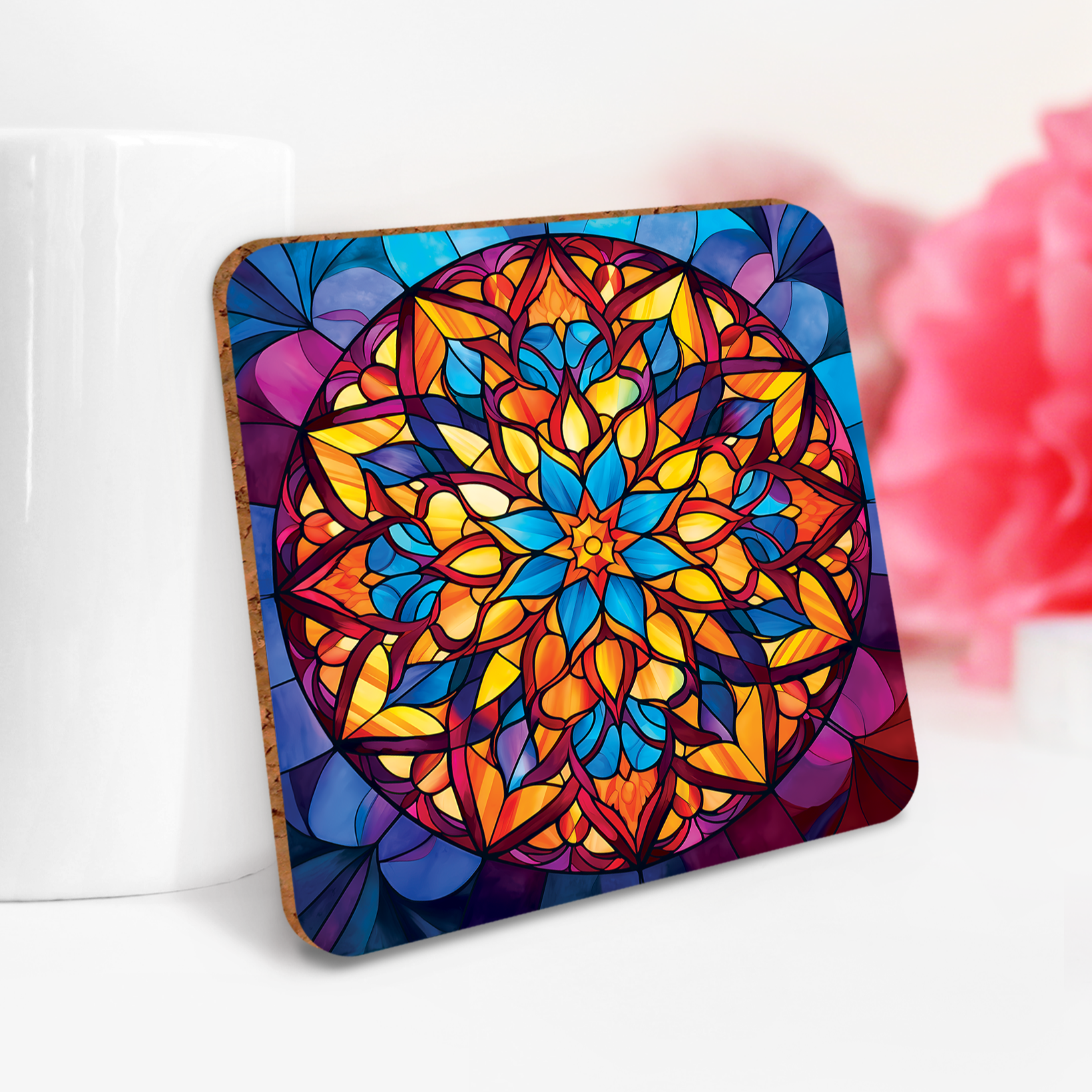 Stained Glass Mandala Sublimation Bundle Coaster Designs PNG