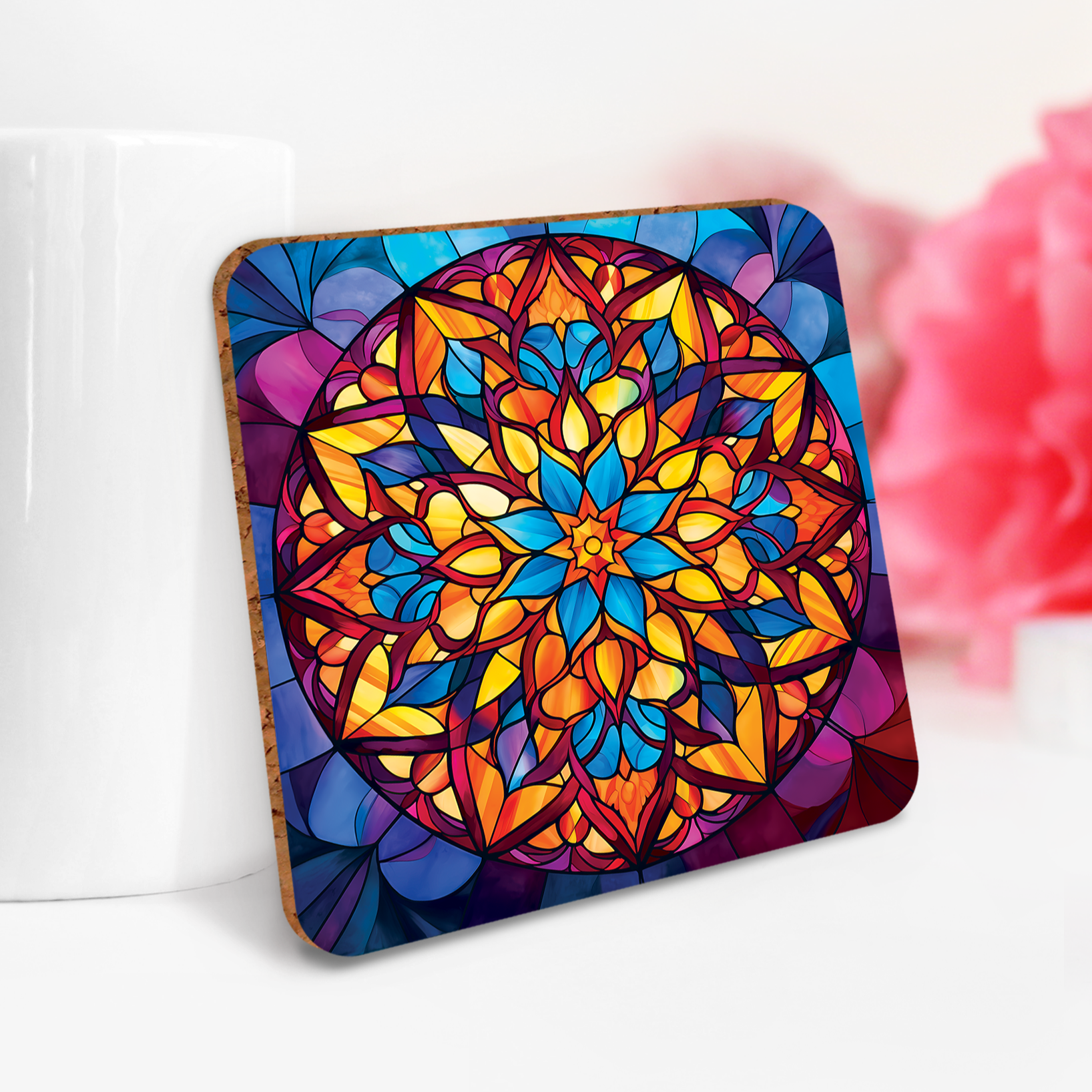 Stained Glass Mandala Sublimation Bundle Coaster Designs PNG - Craft House SVG
