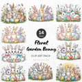 Floral Garden Bunny Clipart Pack Sublimation Bundle PNG