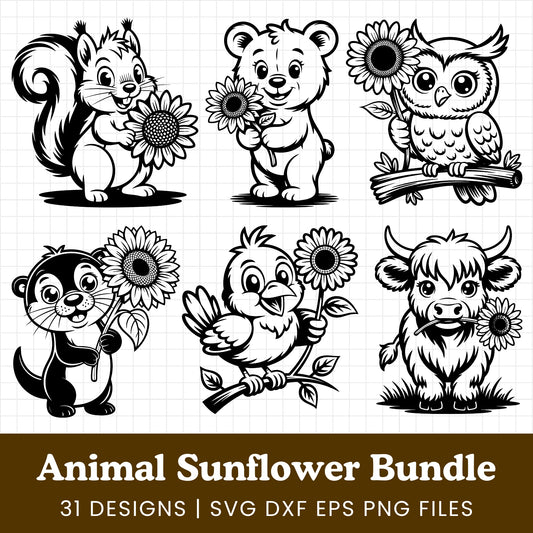Animal Sunflower SVG Bundle