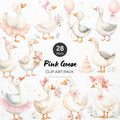 Pink Goose Clipart Pack Sublimation Bundle PNG