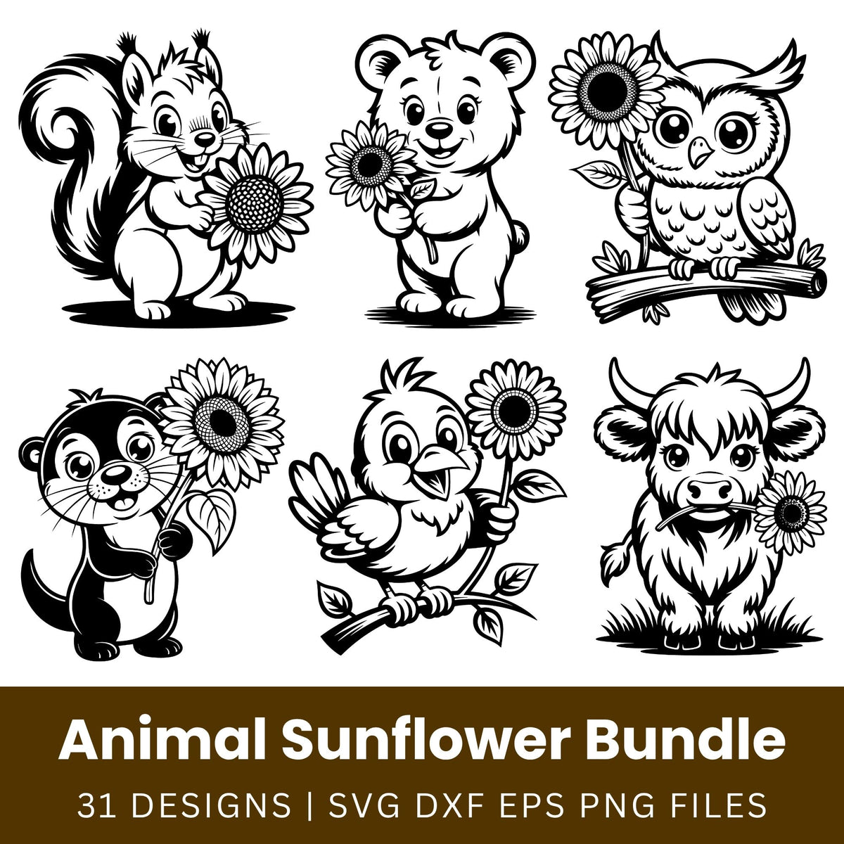 Animal Sunflower SVG Bundle