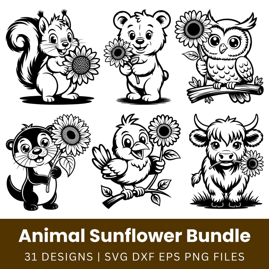 Animal Sunflower SVG Bundle