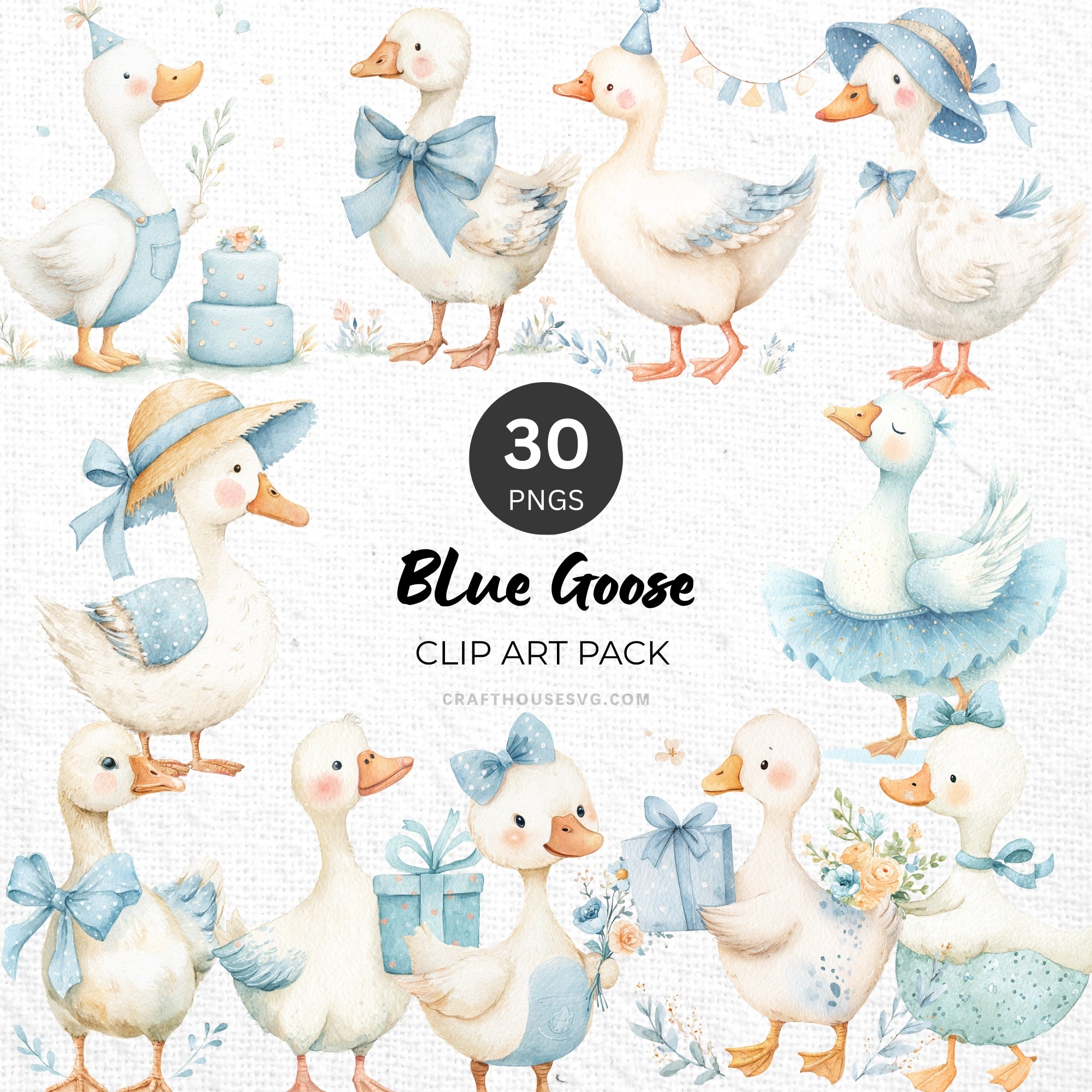 Blue Goose Clipart Pack Sublimation Bundle PNG