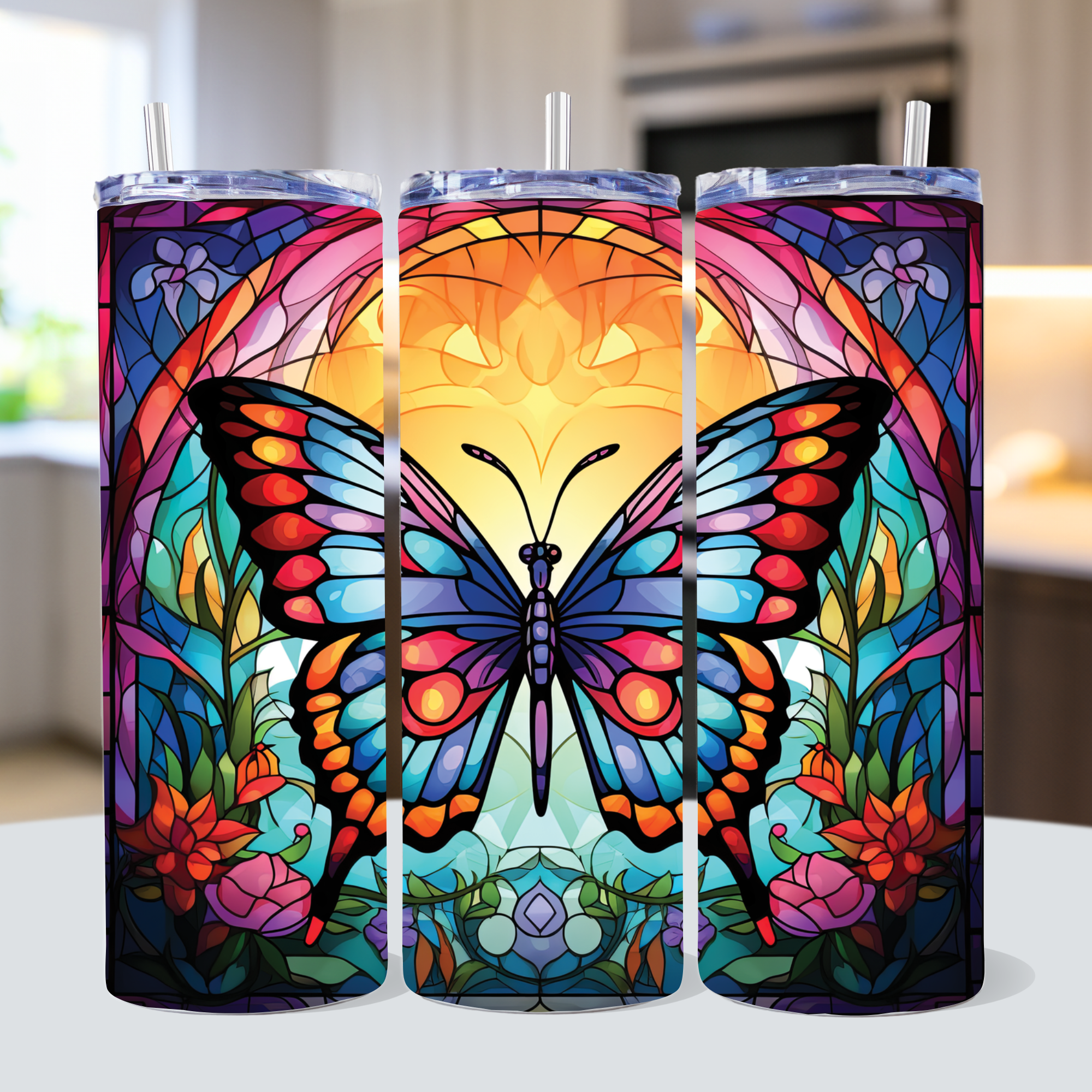 Stained Glass 20 oz Tumbler Sublimation Bundle PNG