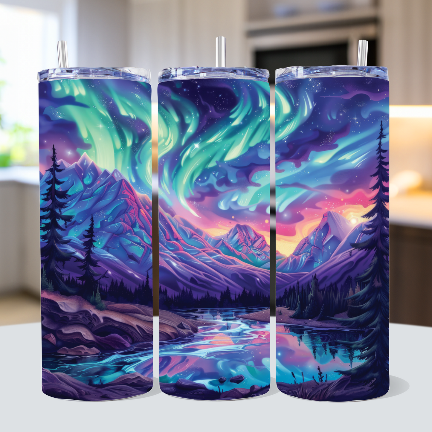 Northern Lights 20 oz Tumbler Sublimation Designs Bundle PNG