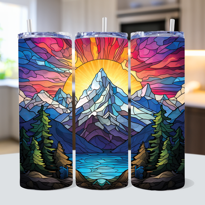 Stained Glass Landscape 20 oz Tumbler Sublimation Bundle PNG - Craft House SVG