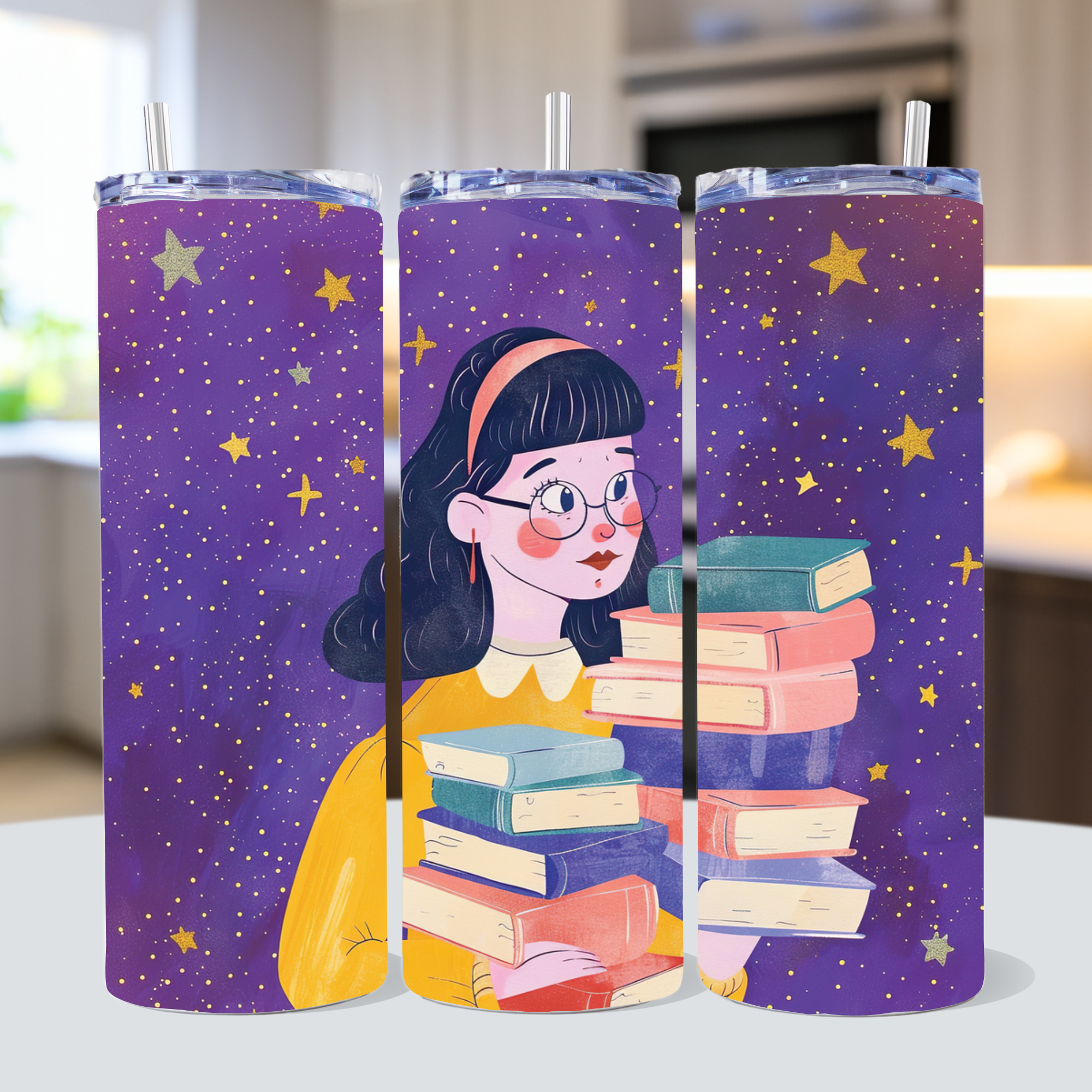 Book Lovers 20 oz Skinny Tumbler Wrap Bundle Sublimation PNG