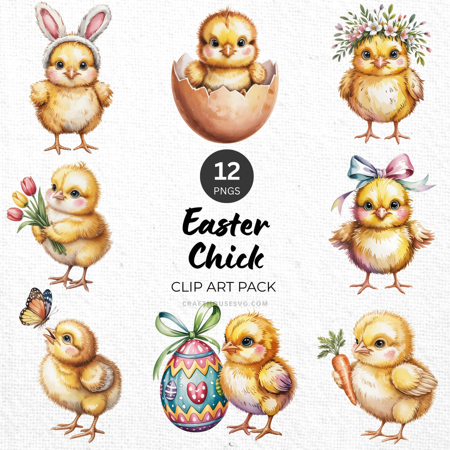 Easter Chick Clipart Pack Sublimation Bundle PNG