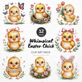 Whimsical Easter Chick Clipart Pack Sublimation Bundle PNG