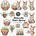 Watercolor Easter Spring Clipart Pack Sublimation Bundle PNG