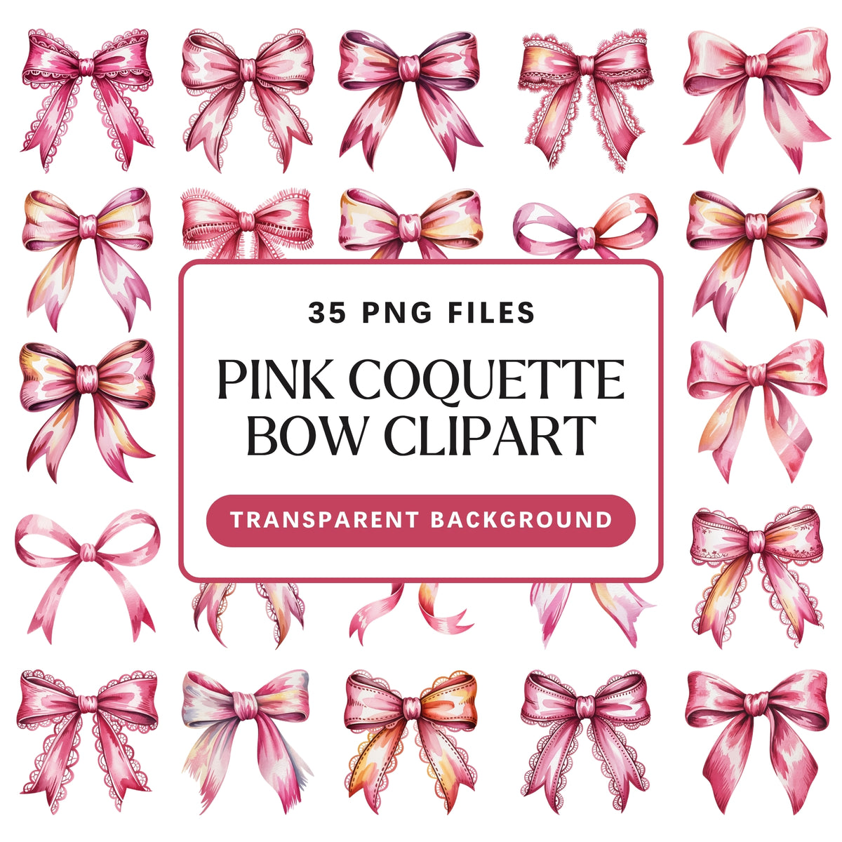 Pink Coquette Bow Clipart Pack