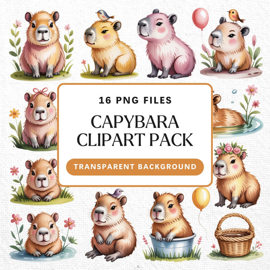 Capybara Clipart Pack Sublimation Bundle PNG